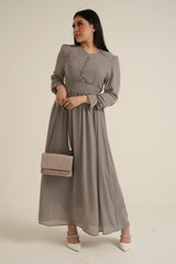 Grey Long Sleeve Maxi Dress Double Lined