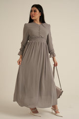 Grey Long Sleeve Maxi Dress Double Lined