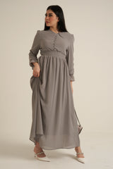 Grey Long Sleeve Maxi Dress Double Lined