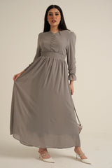 Grey Long Sleeve Maxi Dress Double Lined