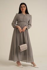 Grey Long Sleeve Maxi Dress Double Lined