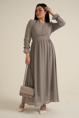 Grey Long Sleeve Maxi Dress Double Lined
