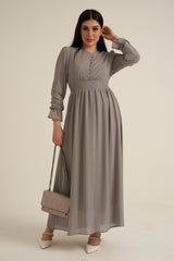 Grey Long Sleeve Maxi Dress Double Lined