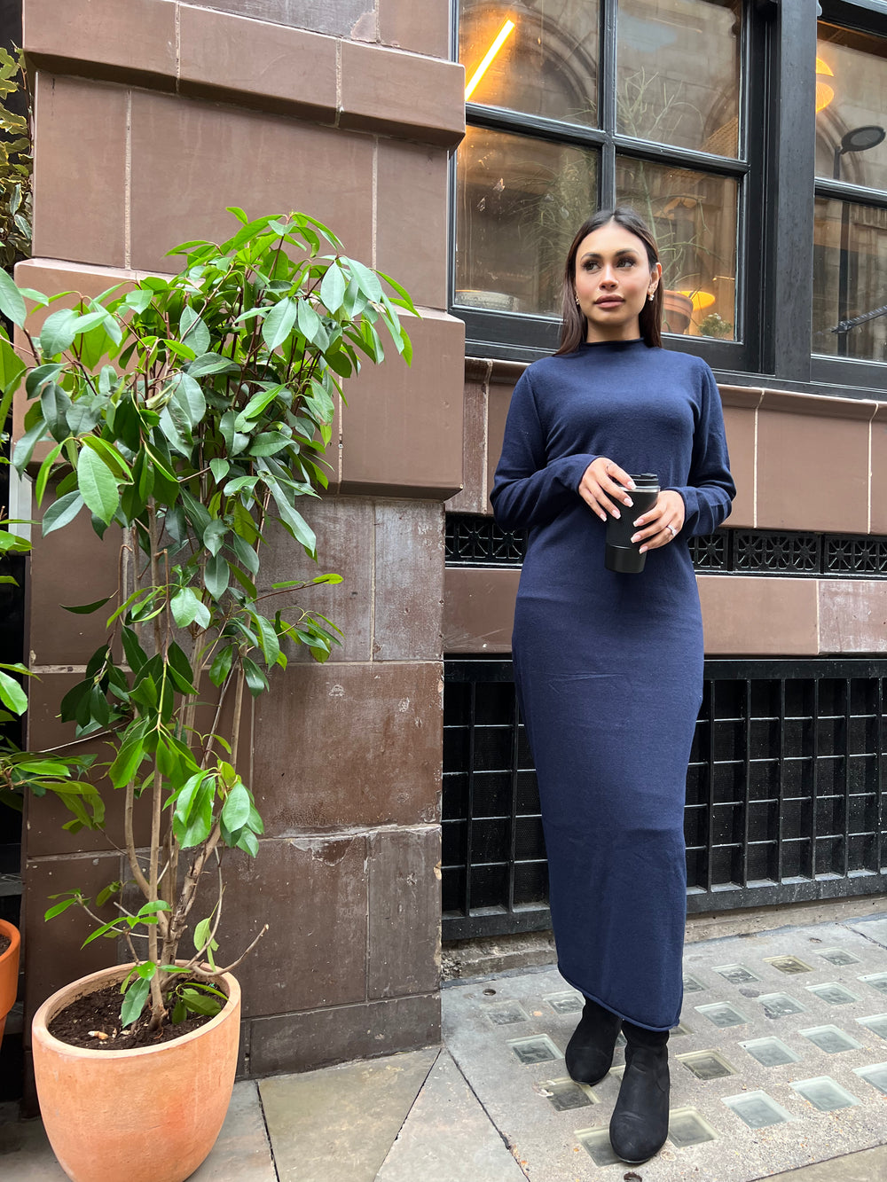 Vieste Navy Long knit dress