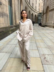 Pollino Cream Pattern Button Co Ord Set