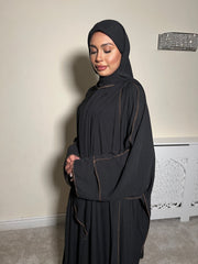 Leyla Black 3 Piece Abaya