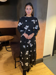 Pienza Black Flower embroidered dress