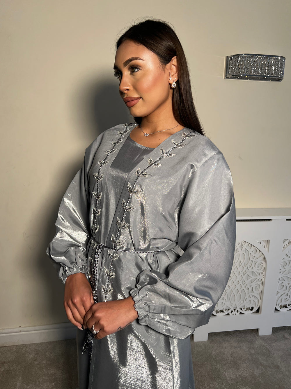 Embellished 3 Piece Emirati Abaya-Haifa Size 54