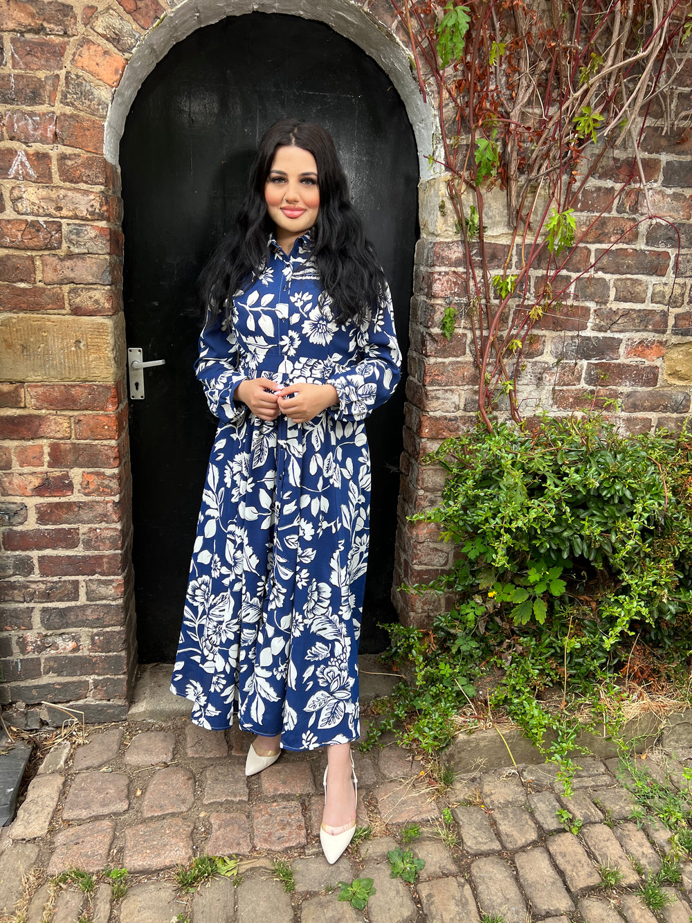 Botanical Blue Maxi Dress With Pockets