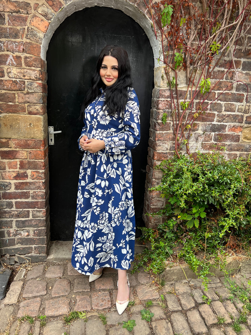 Botanical Blue Maxi Dress With Pockets