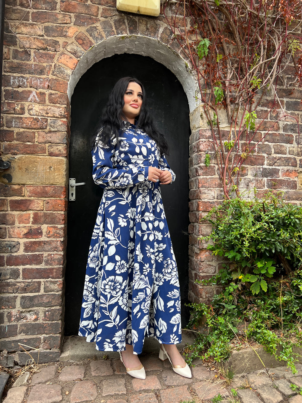 Botanical Blue Maxi Dress With Pockets