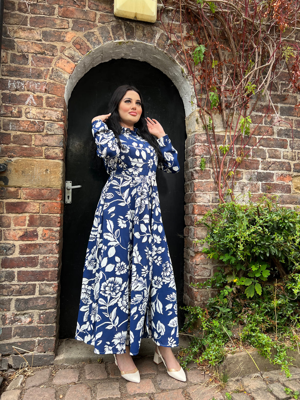 Botanical Blue Maxi Dress With Pockets