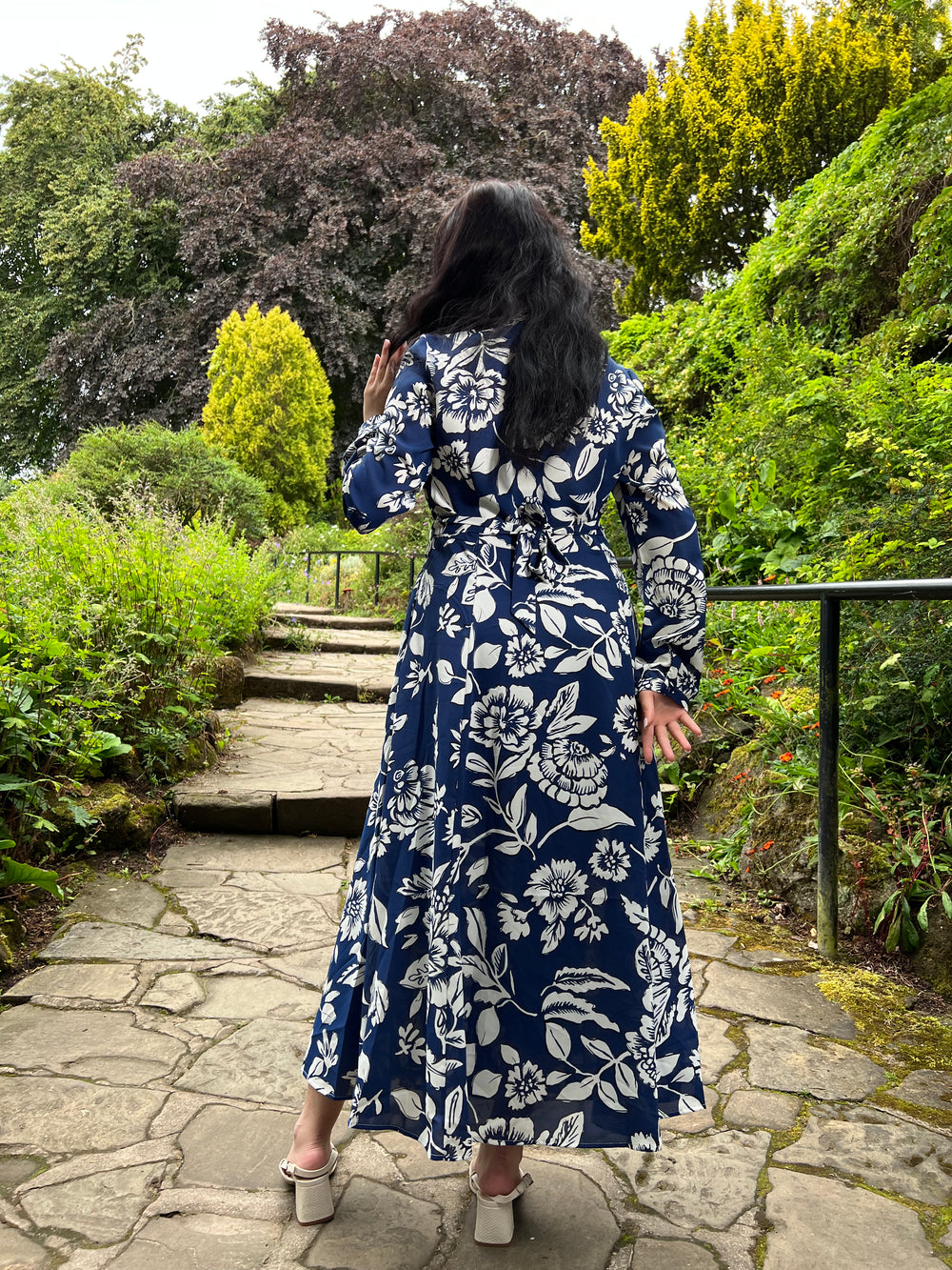 Botanical Blue Maxi Dress With Pockets