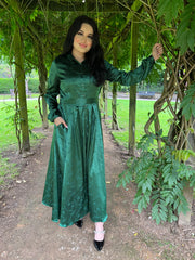 Botanical Two tone Green Maxi Dress With Pockets