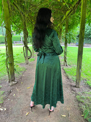 Botanical Two tone Green Maxi Dress With Pockets