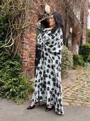 Botanical Monochrome Maxi dress with pockets
