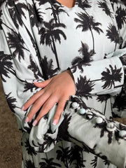 Botanical Monochrome Maxi dress with pockets