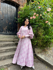 Botanical Pink Maxi dress with pockets