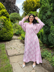 Botanical Pink Maxi dress with pockets