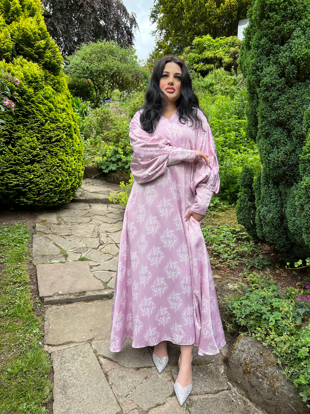 Botanical Pink Maxi dress with pockets