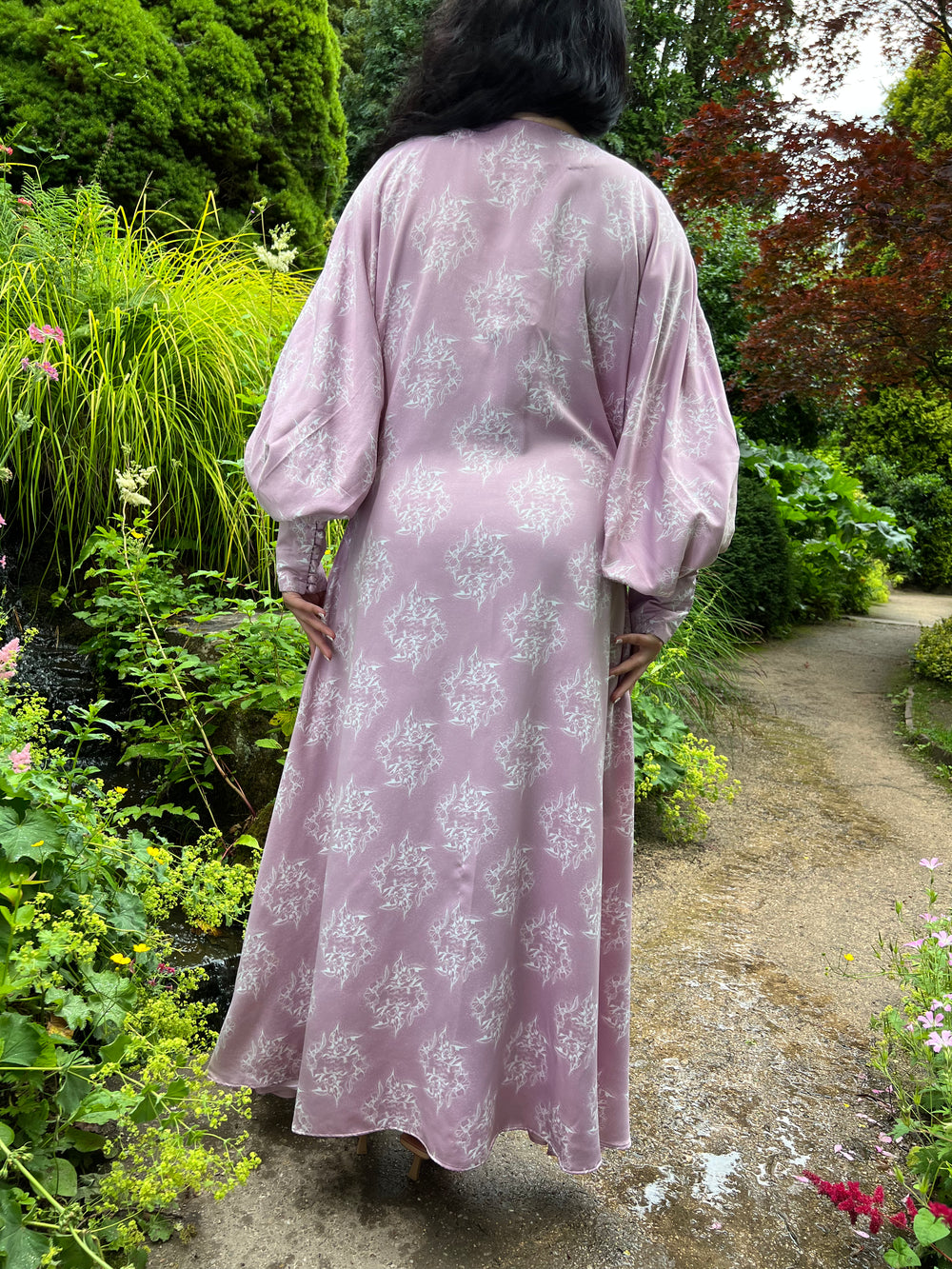 Botanical Pink Maxi dress with pockets