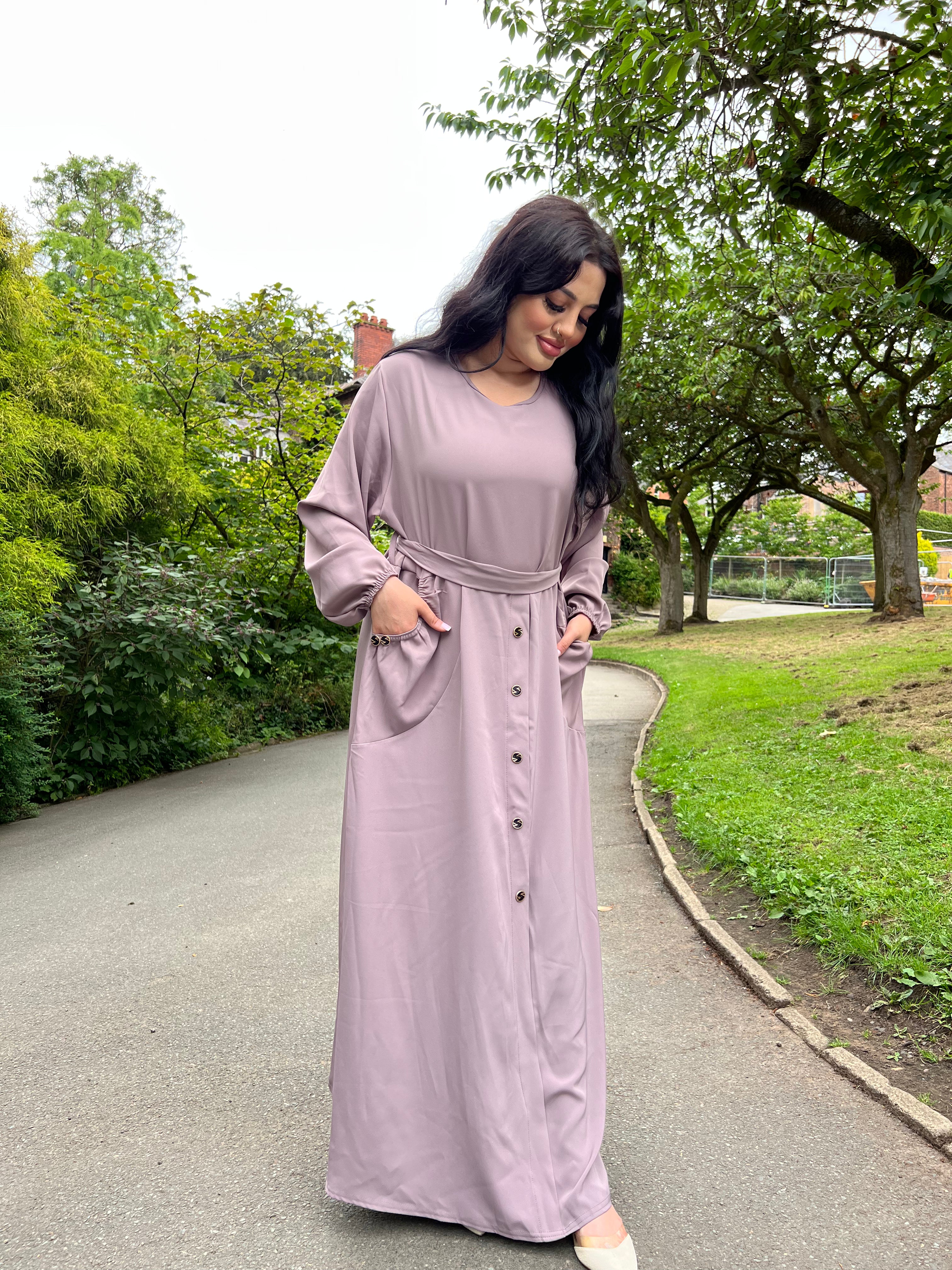 Modest mauve dress best sale