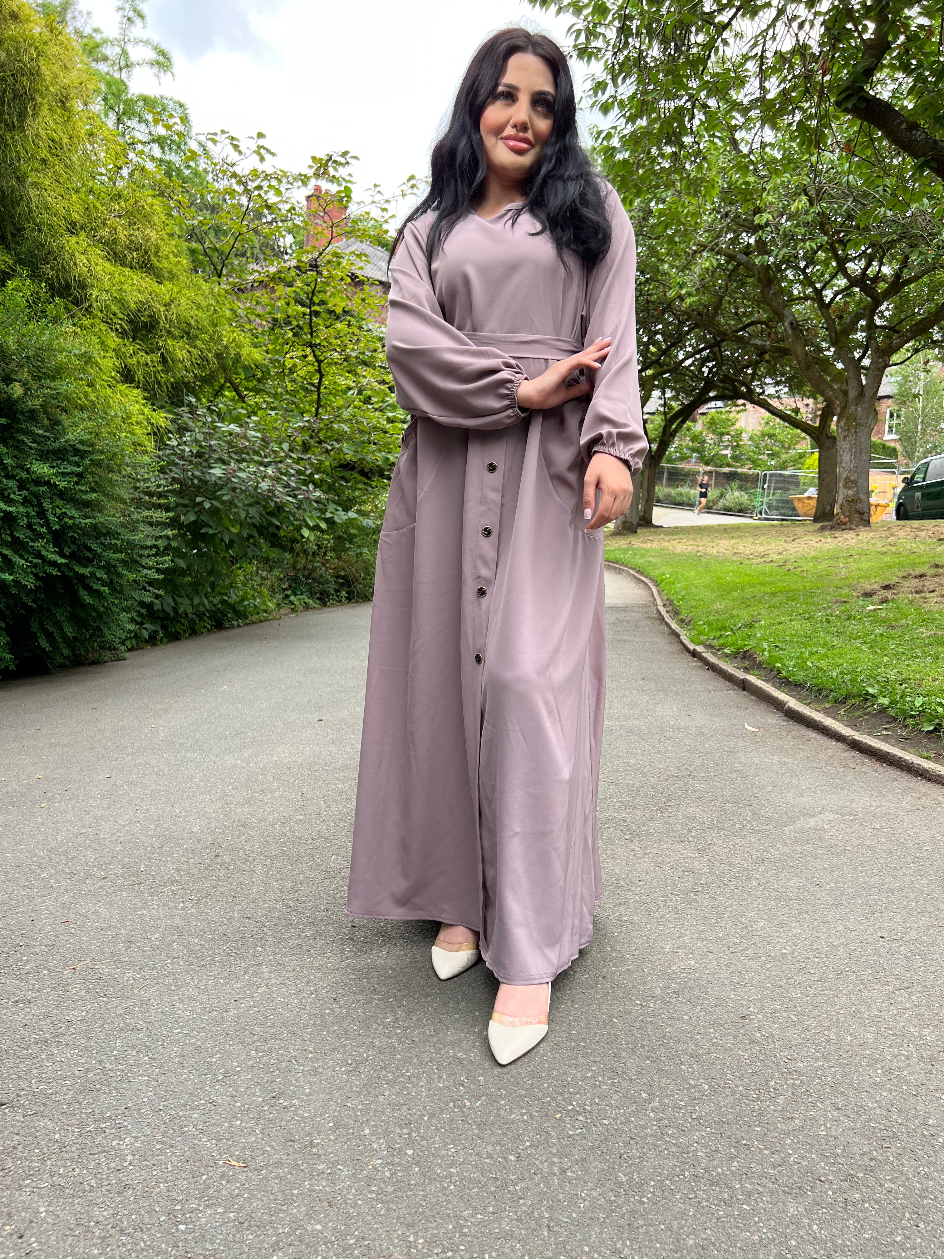 Long sleeve best sale mauve maxi dress