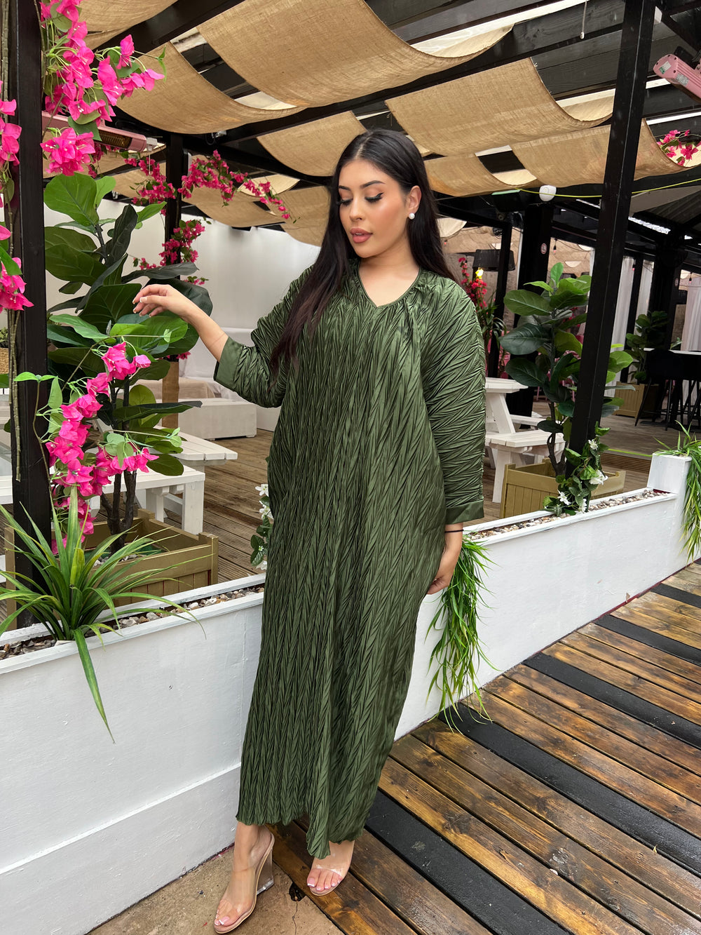Moss Green Modest Maxi Dress