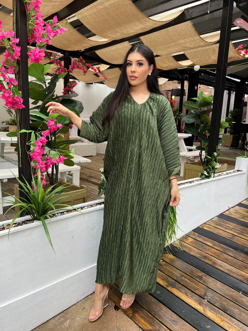 Moss Green Modest Maxi Dress