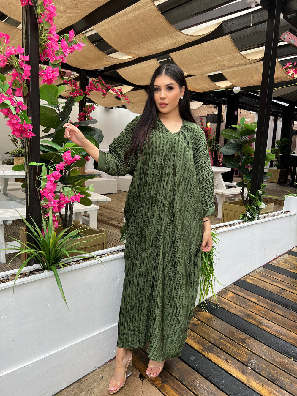 Moss Green Modest Maxi Dress