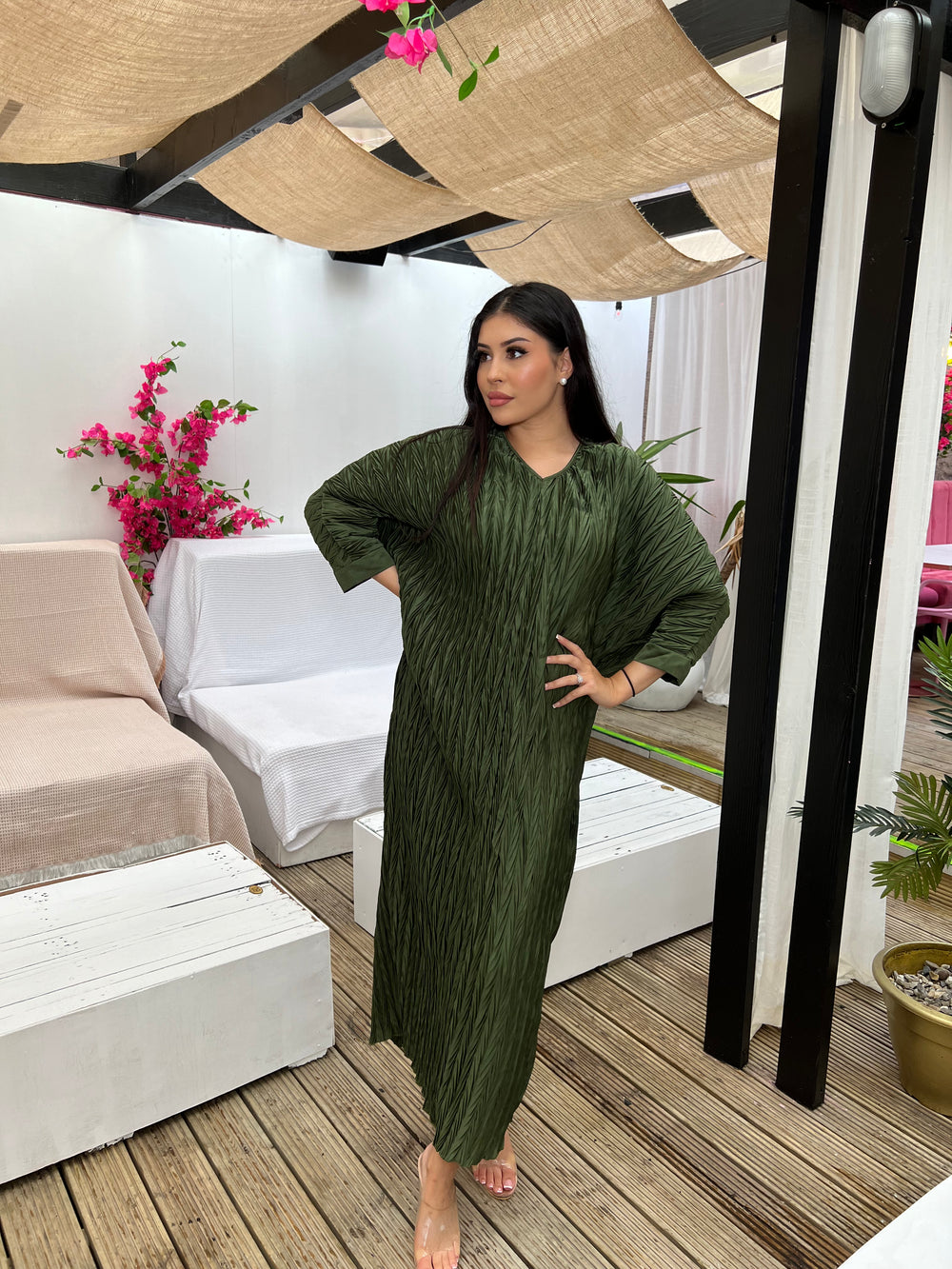 Moss Green Modest Maxi Dress