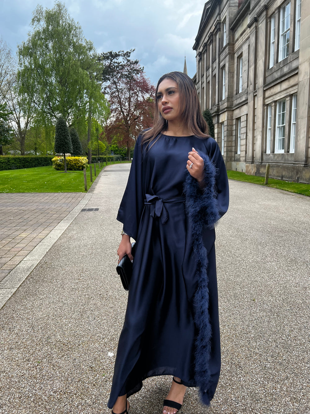 Karaman Navy Feather Kaftan