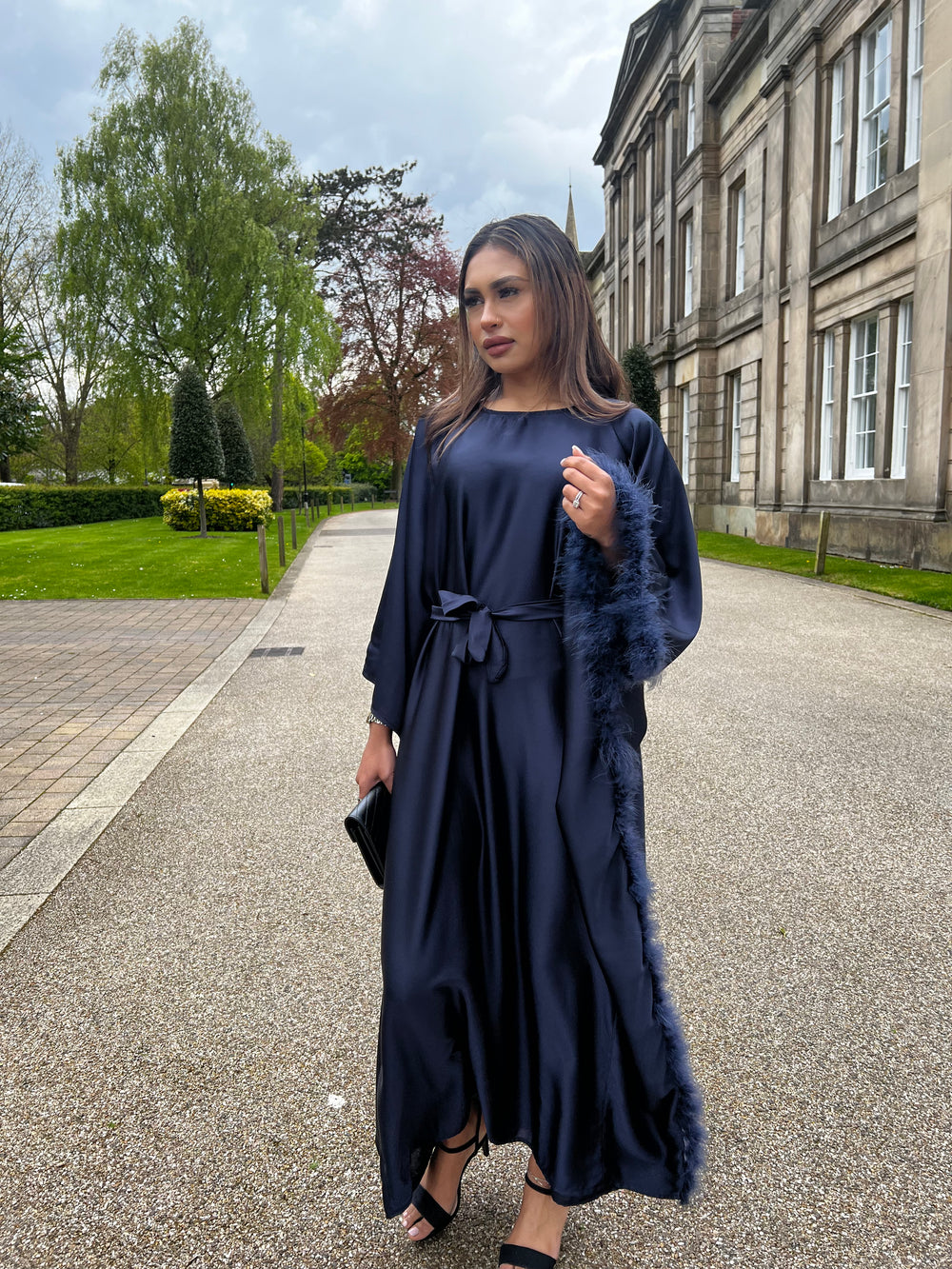 Karaman Navy Feather Kaftan