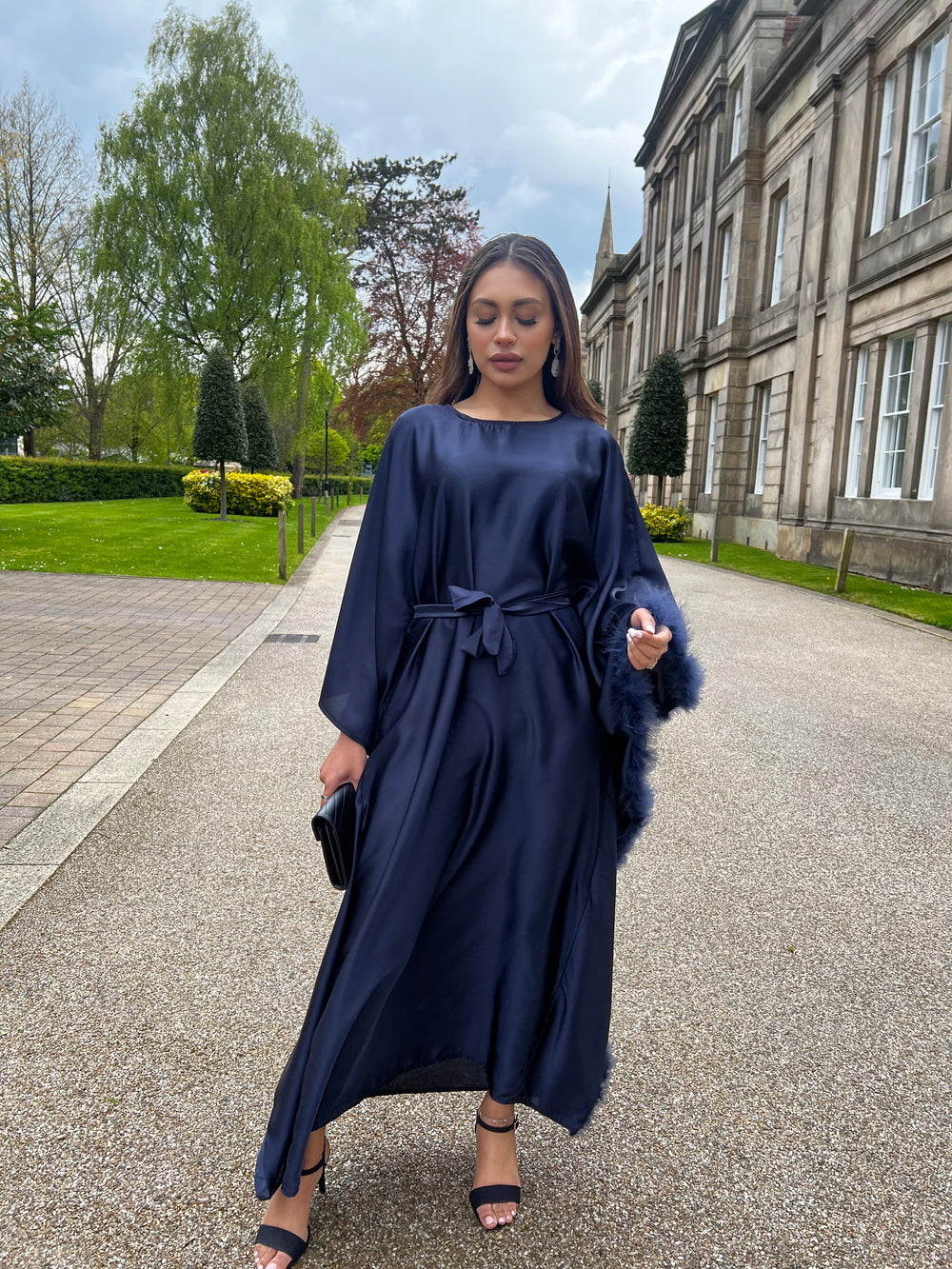 Karaman Navy Feather Kaftan