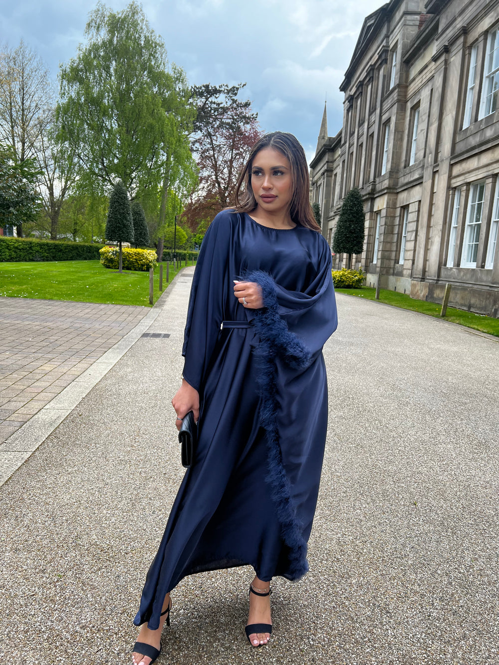 Karaman Navy Feather Kaftan