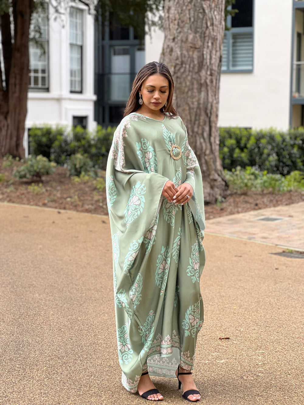 Odessa Green Print Buckle Kaftan