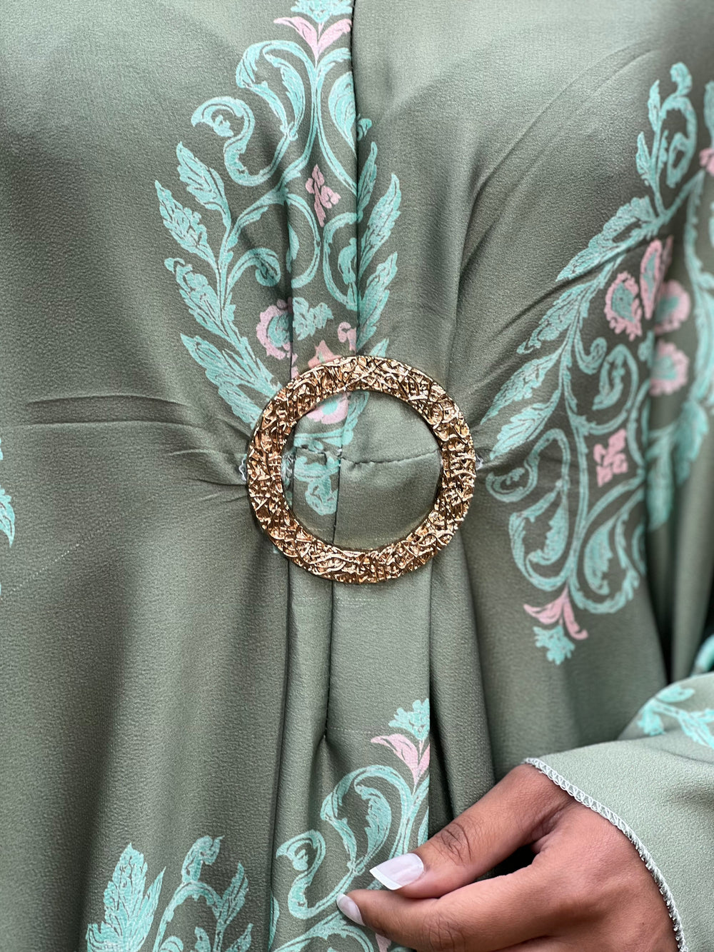 Odessa Green Print Buckle Kaftan