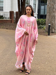 Odessa Pink Print Buckle Kaftan