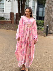 Odessa Pink Print Buckle Kaftan