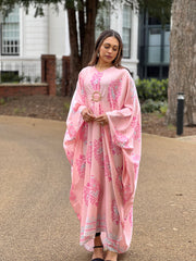 Odessa Pink Print Buckle Kaftan