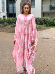Odessa Pink Print Buckle Kaftan