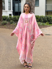 Odessa Pink Print Buckle Kaftan