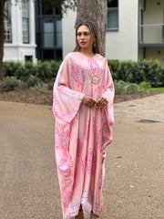 Odessa Pink Print Buckle Kaftan