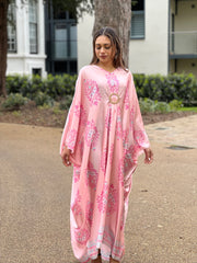 Odessa Pink Print Buckle Kaftan