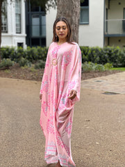 Odessa Pink Print Buckle Kaftan