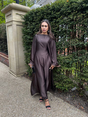 Dark Brown dress co ord set with trousers