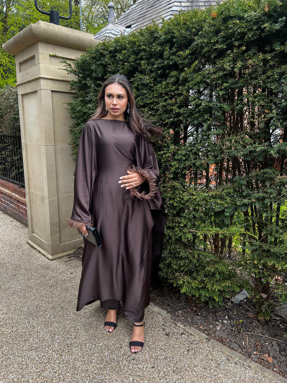 Dark Brown dress co ord set with trousers