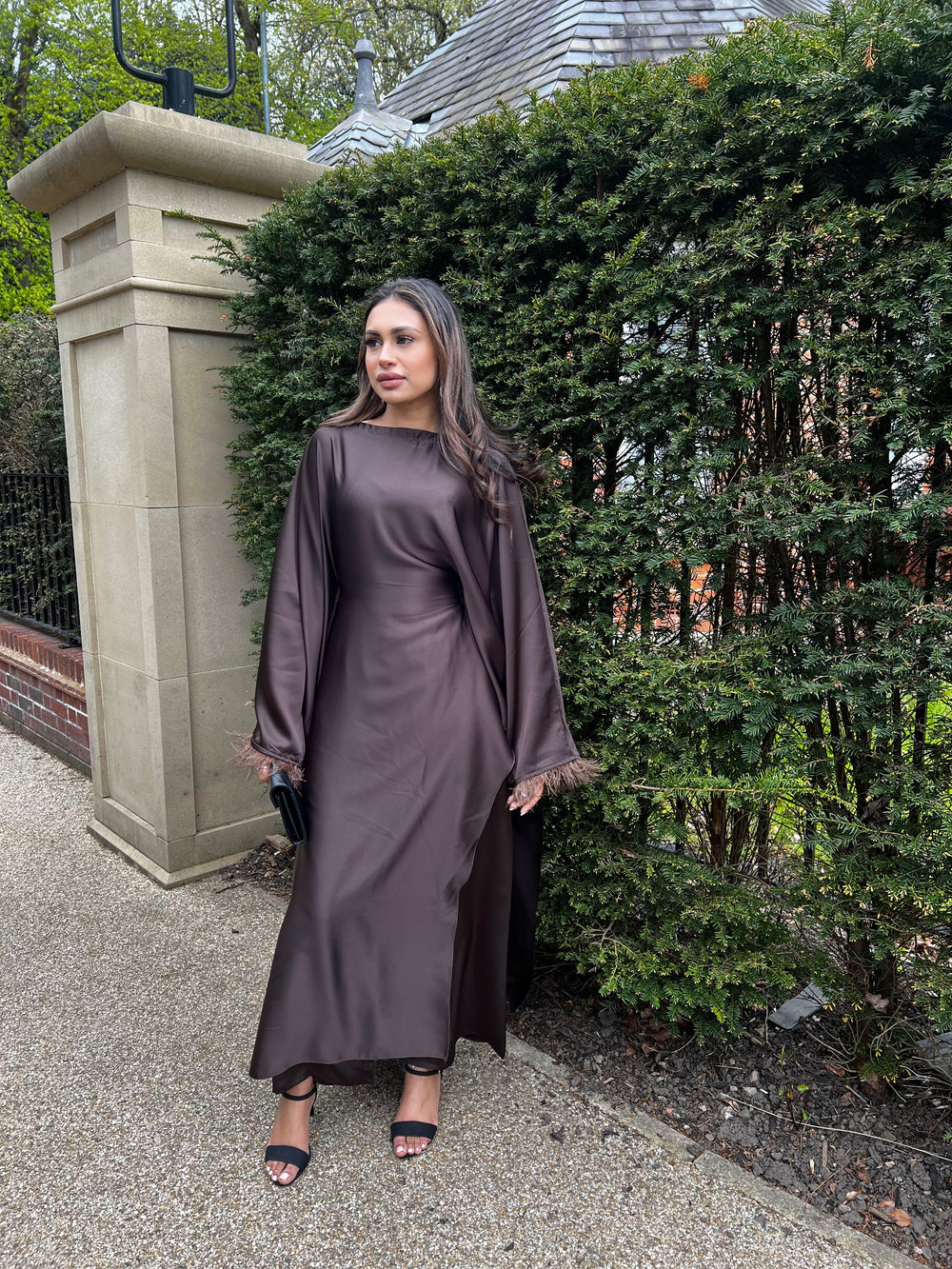 Dark Brown dress co ord set with trousers