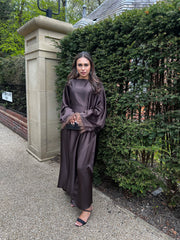 Dark Brown dress co ord set with trousers