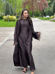 Dark Brown dress co ord set with trousers